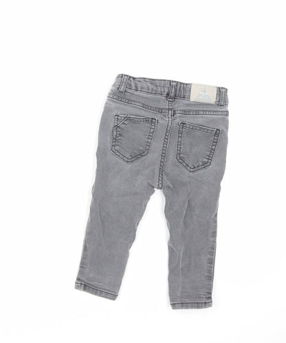 Mango Baby Grey Cotton Cropped Jeans Size 12-18 Months Button