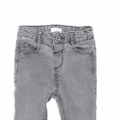 Mango Baby Grey Cotton Cropped Jeans Size 12-18 Months Button
