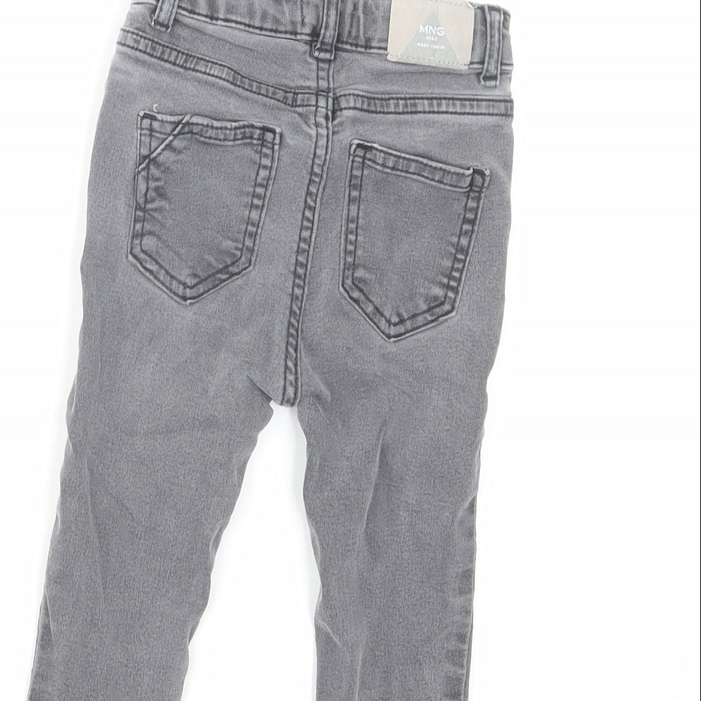 Mango Baby Grey Cotton Cropped Jeans Size 12-18 Months Button