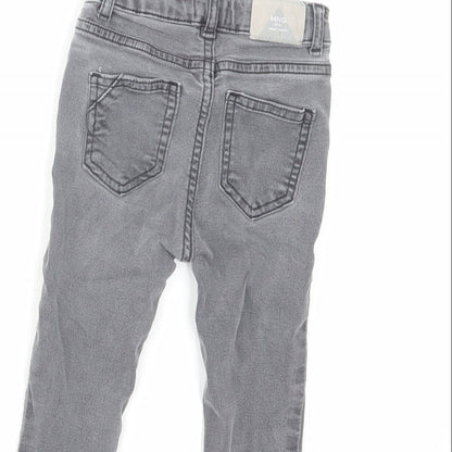 Mango Baby Grey Cotton Cropped Jeans Size 12-18 Months Button
