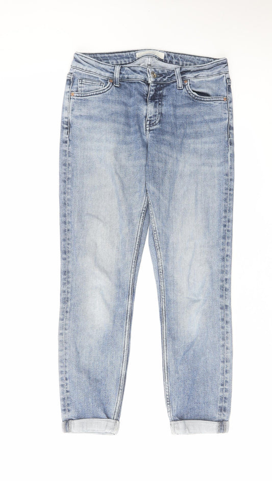 Topshop Womens Blue Cotton Straight Jeans Size 26 in L32 in Regular Zip
