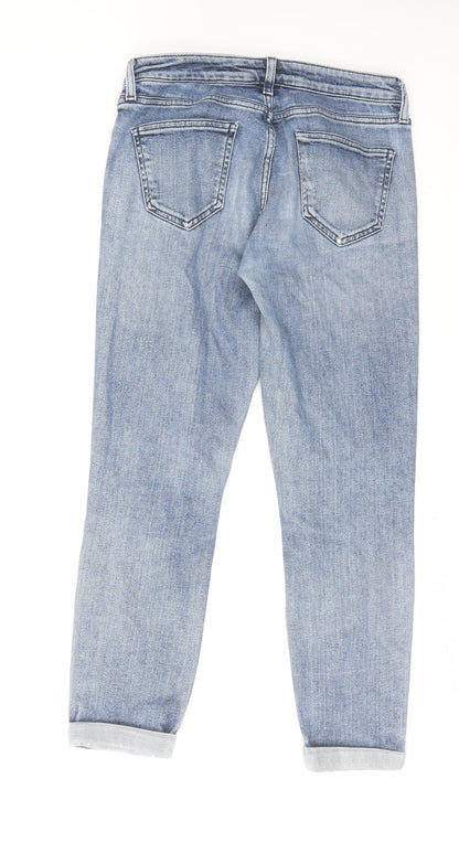 Topshop Womens Blue Cotton Straight Jeans Size 26 in L32 in Regular Zip