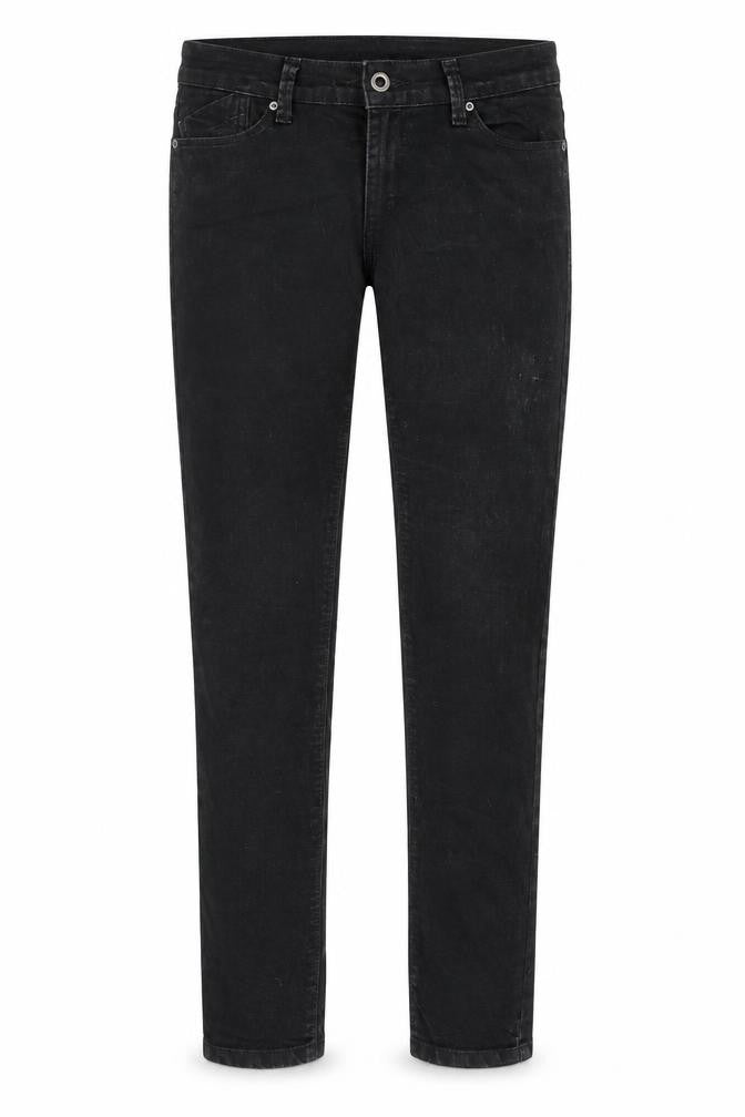 Front view of Denim & Co. women’s black cotton skinny jeans, size UK 10, 30-inch leg regular zip