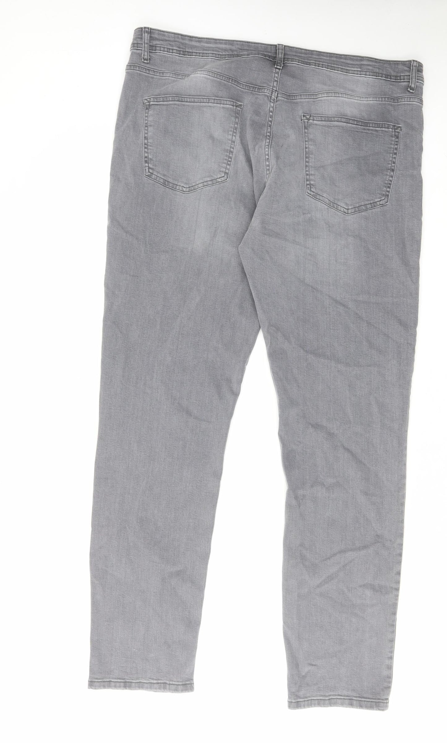 Denim & Co. Mens Grey Cotton Straight Jeans Size 38 in L32 in Slim Zip