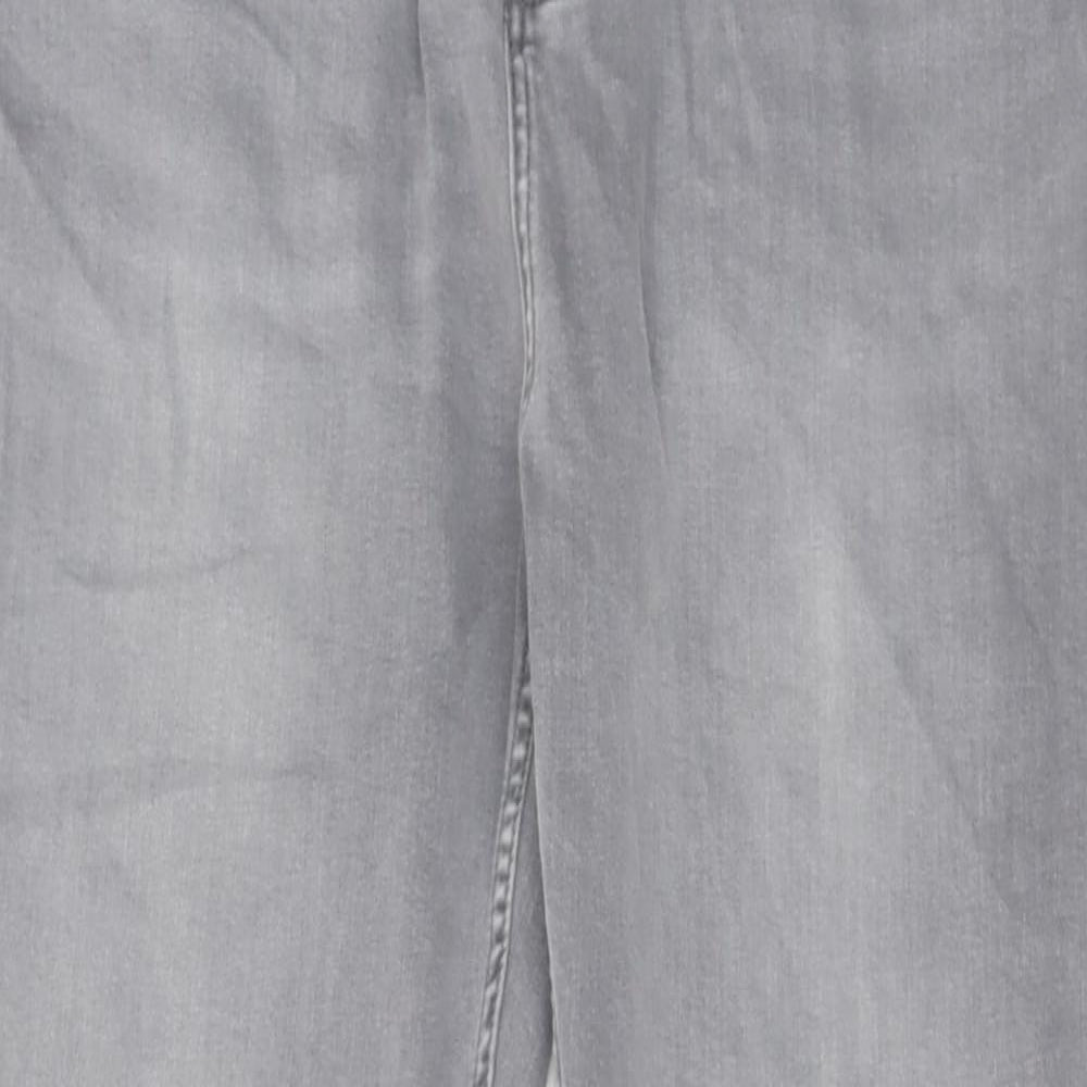 Denim & Co. Mens Grey Cotton Straight Jeans Size 38 in L32 in Slim Zip