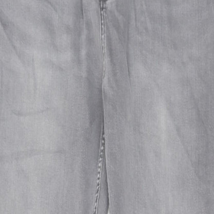 Denim & Co. Mens Grey Cotton Straight Jeans Size 38 in L32 in Slim Zip