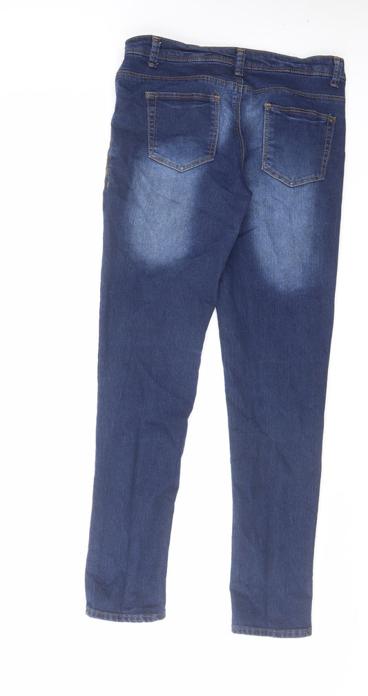 Denim & Co. Womens Blue Cotton Skinny Jeans Size 10 L28 in Regular Zip