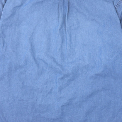 Marks and Spencer Mens Blue Cotton Button-Up Size L Collared Button
