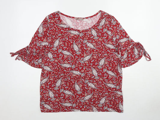 Womens UK Size L ORSAY Red Basic Blouse