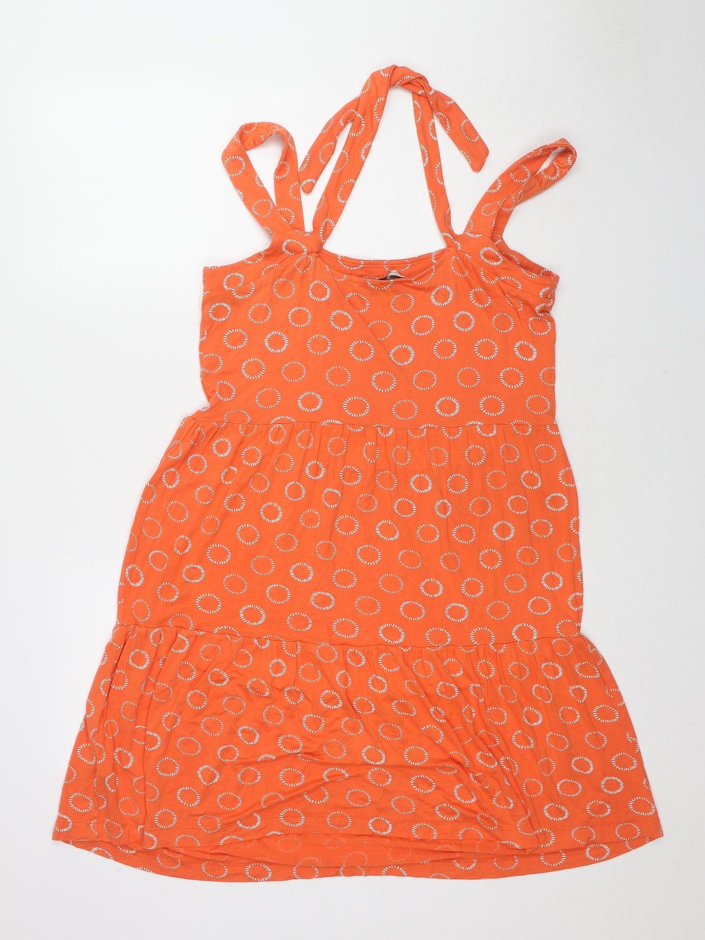 NEXT Womens Orange Geometric Viscose Tank Dress Size 10 Halter Pullover