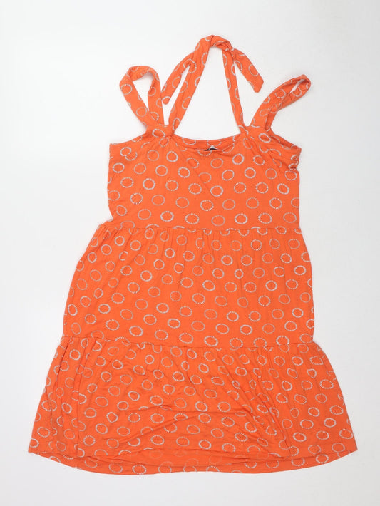 NEXT Womens Orange Geometric Viscose Tank Dress Size 10 Halter Pullover