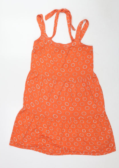 NEXT Womens Orange Geometric Viscose Tank Dress Size 10 Halter Pullover