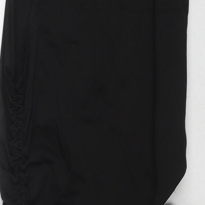 Zara Womens Black Cotton Mini Size M Round Neck Zip
