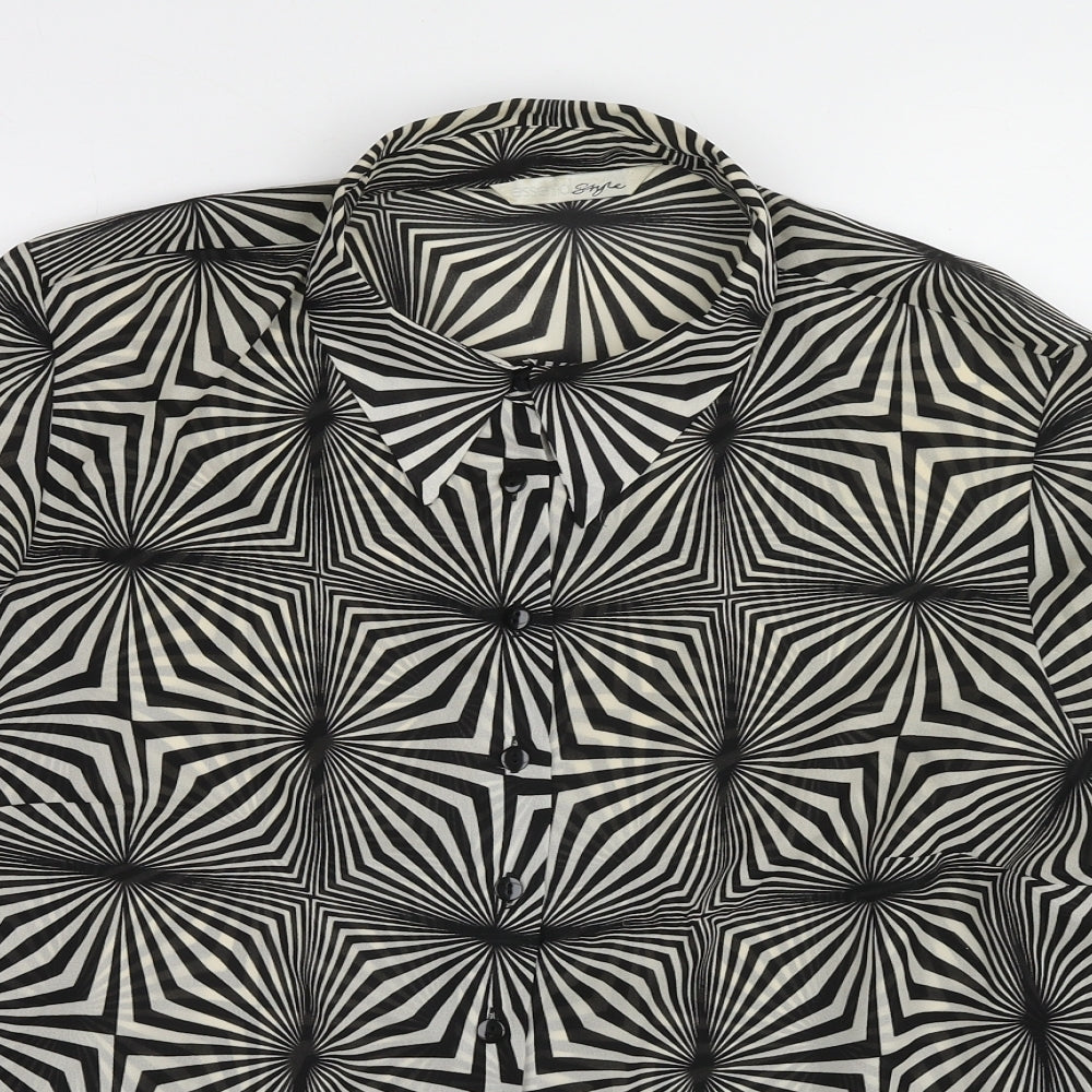 Essential Style Womens Multicoloured Geometric Polyester Basic Button-Up Size 20 Collared