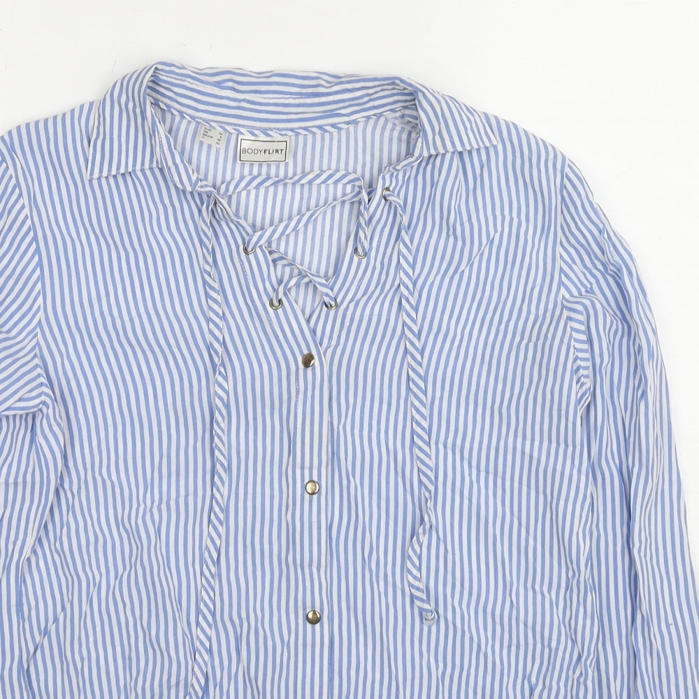Womens UK Size 6 Body Flirt Blue Basic Button-Up