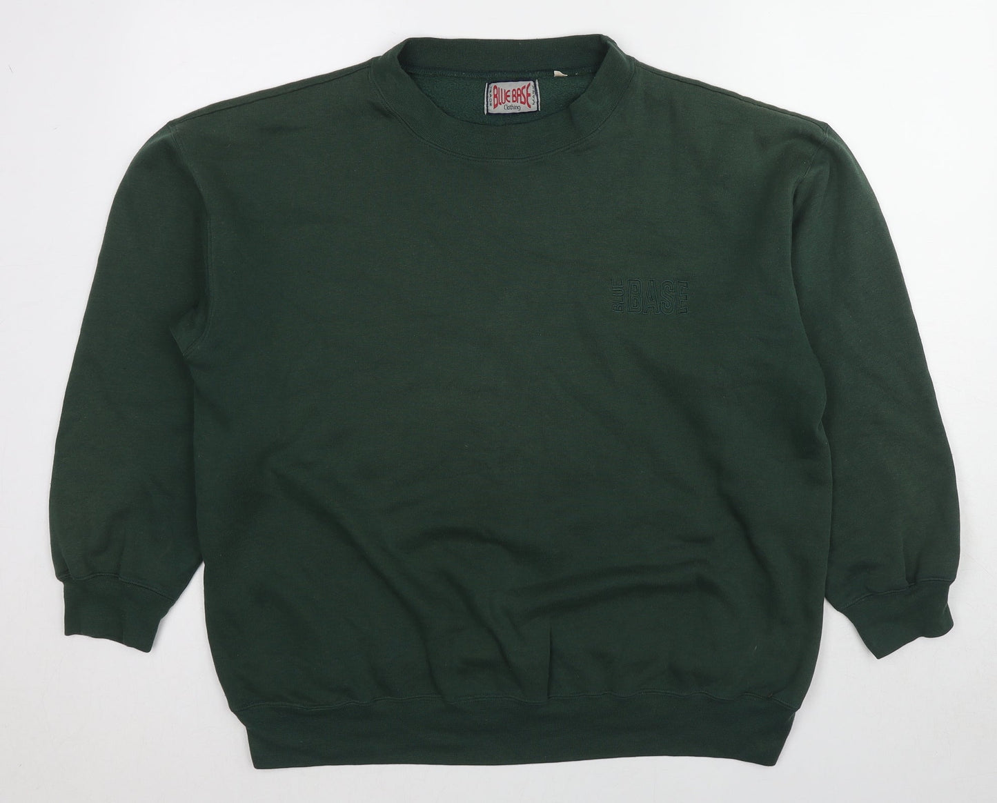 Blue Base Womens Green Cotton Pullover Sweatshirt Size L Pullover