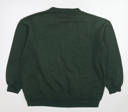 Blue Base Womens Green Cotton Pullover Sweatshirt Size L Pullover