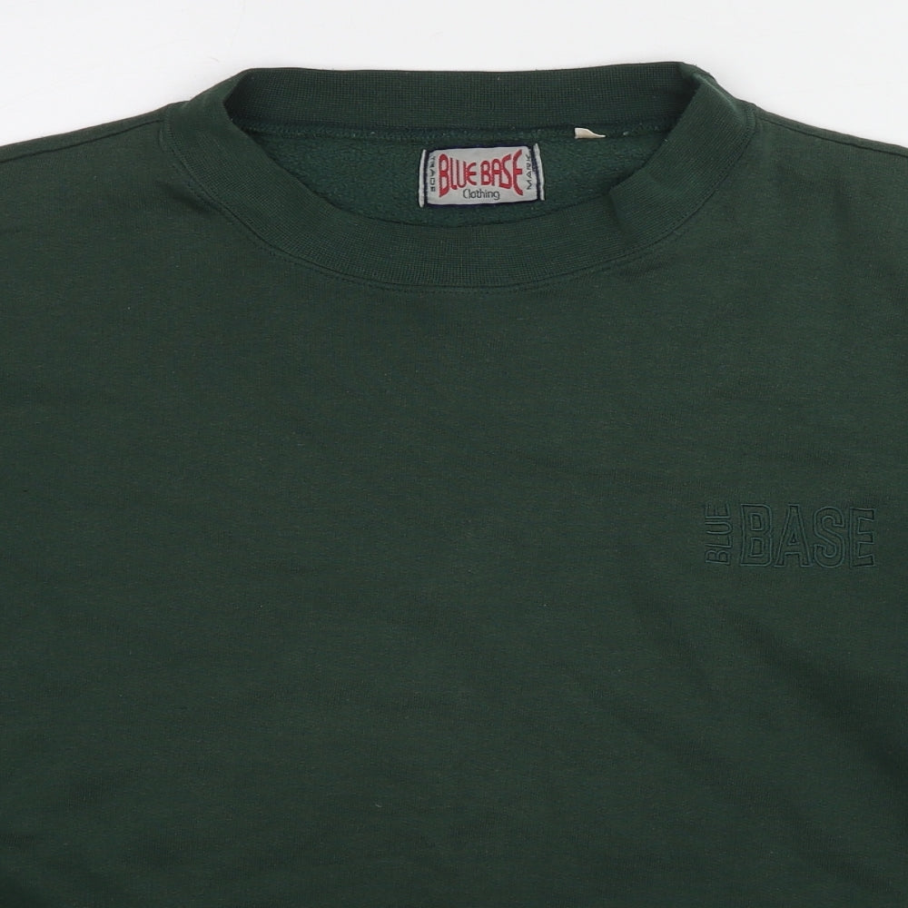 Blue Base Womens Green Cotton Pullover Sweatshirt Size L Pullover