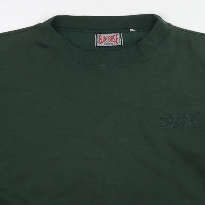 Blue Base Womens Green Cotton Pullover Sweatshirt Size L Pullover