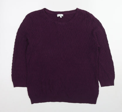 Country Casuals Womens Purple Round Neck Argyle/Diamond Cotton Pullover Jumper Size L