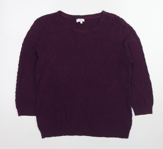 Country Casuals Womens Purple Round Neck Argyle/Diamond Cotton Pullover Jumper Size L