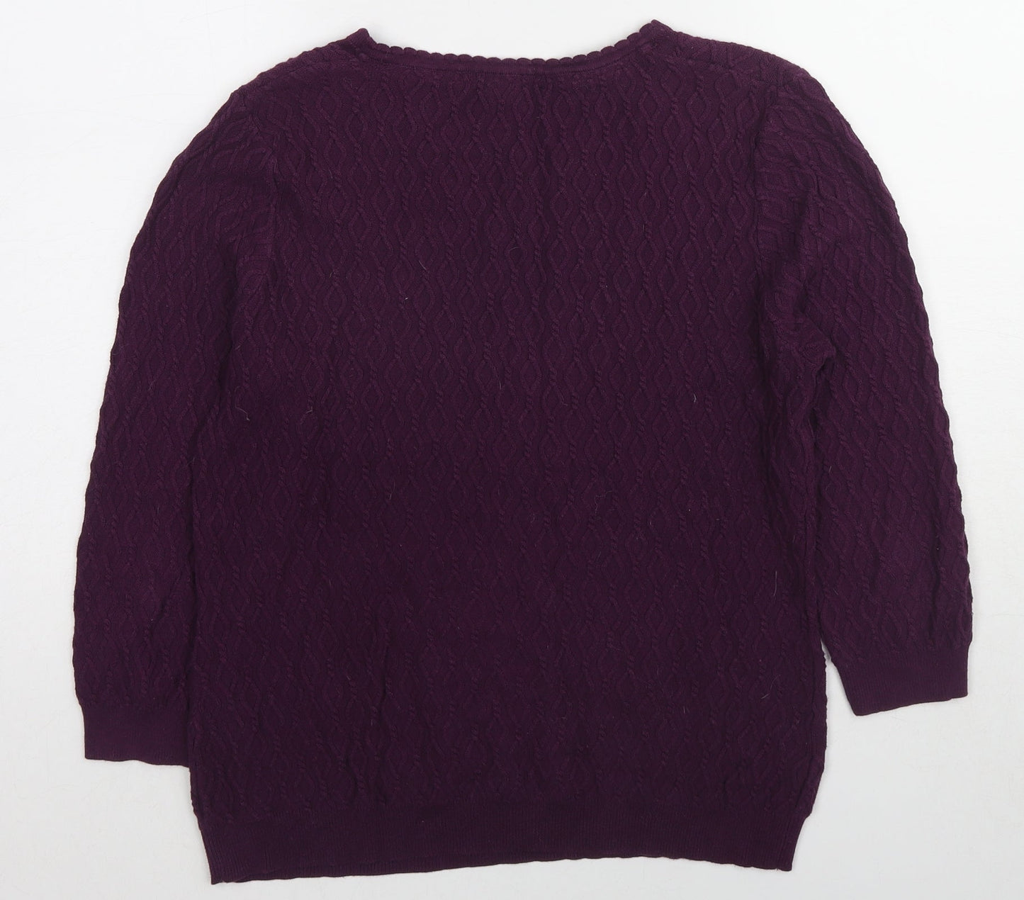 Country Casuals Womens Purple Round Neck Argyle/Diamond Cotton Pullover Jumper Size L