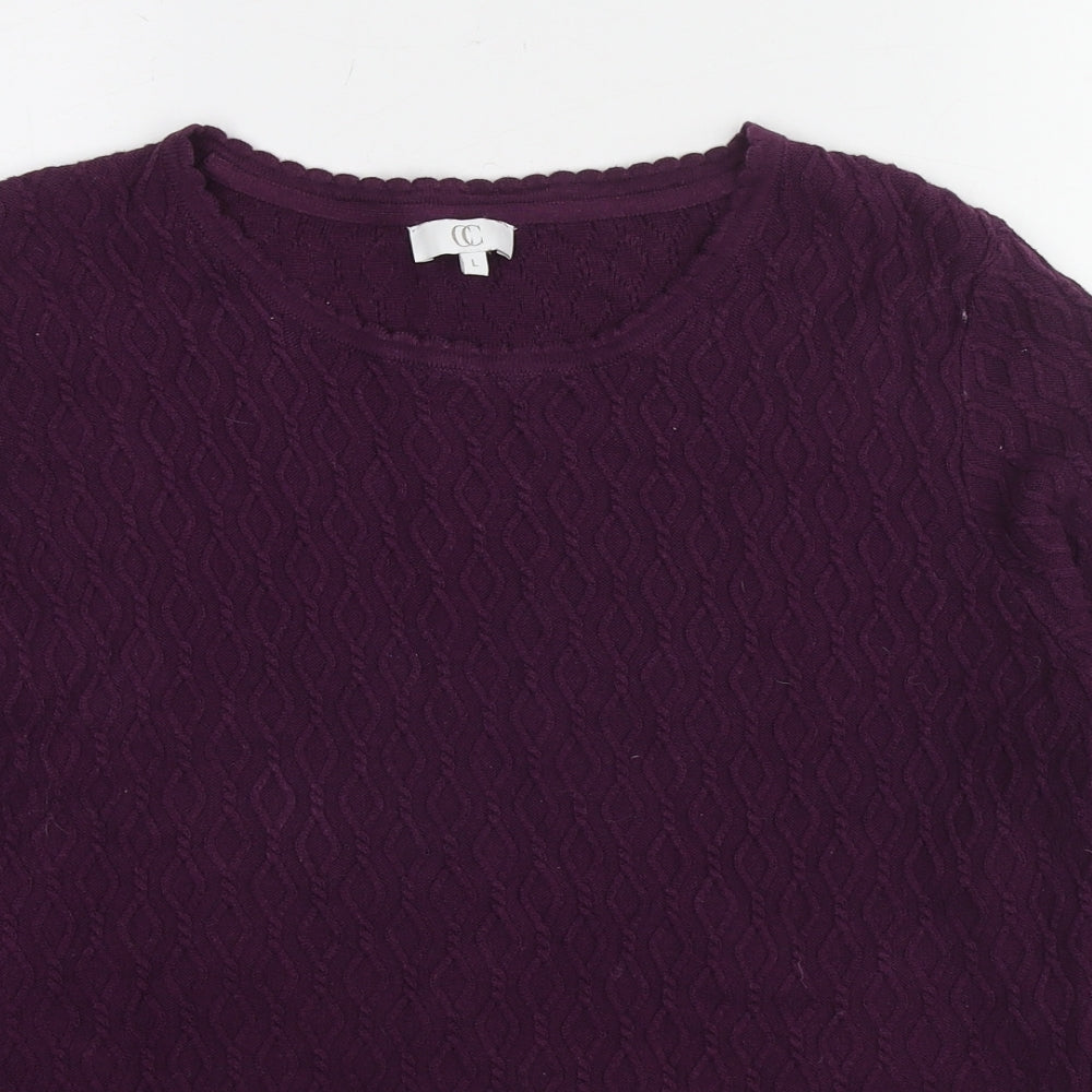 Country Casuals Womens Purple Round Neck Argyle/Diamond Cotton Pullover Jumper Size L