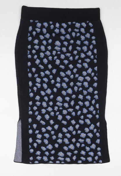 Marks and Spencer Womens Blue Geometric Viscose A-Line Skirt Size 8