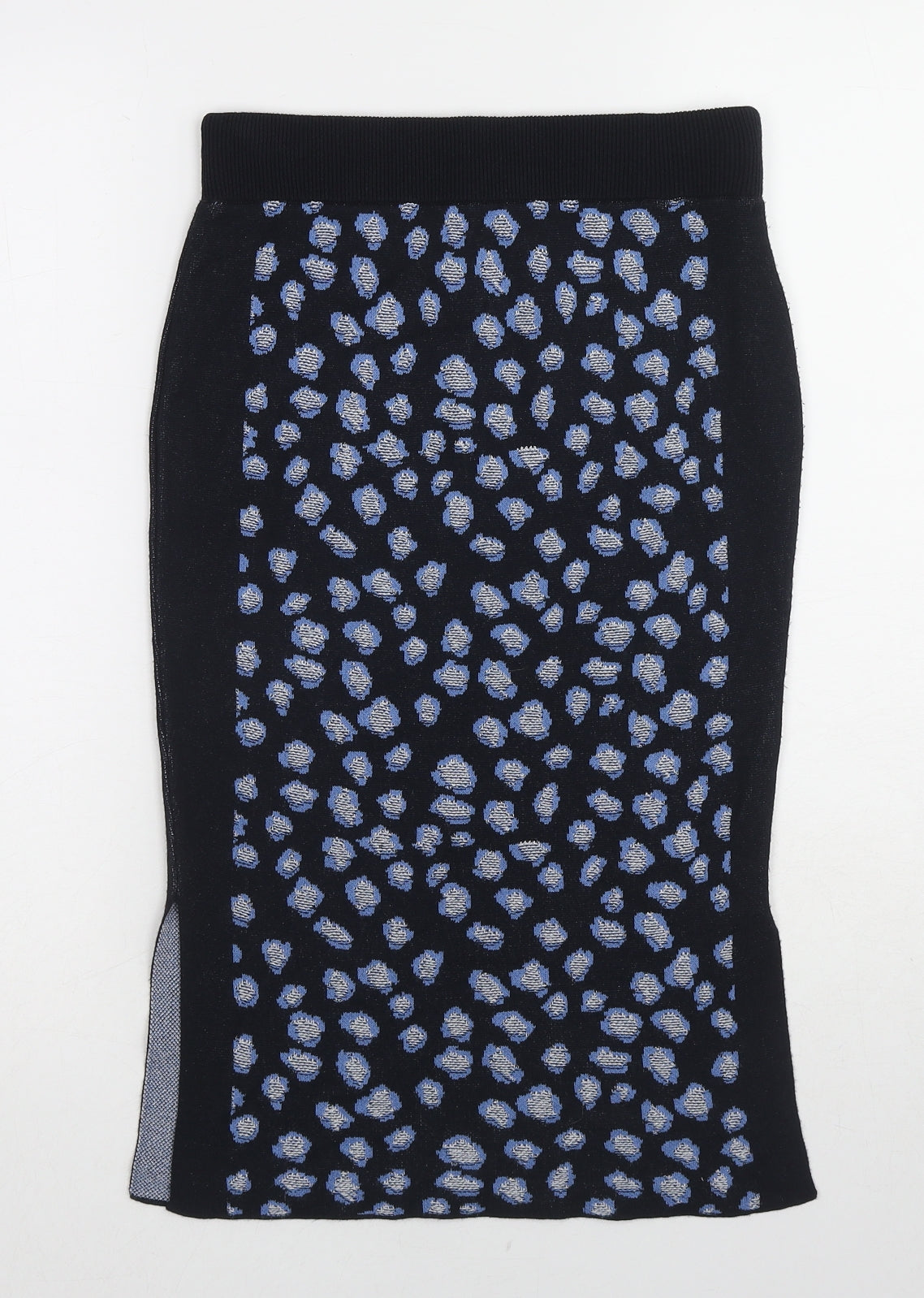 Marks and Spencer Womens Blue Geometric Viscose A-Line Skirt Size 8