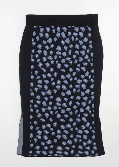 Marks and Spencer Womens Blue Geometric Viscose A-Line Skirt Size 8