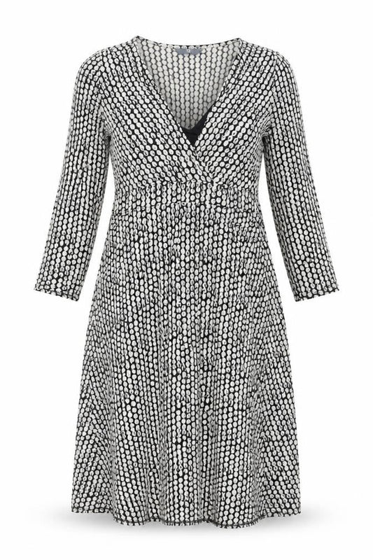 BHS Womens Multicoloured Polka Dot Viscose A-Line Size 12 V-Neck Tie