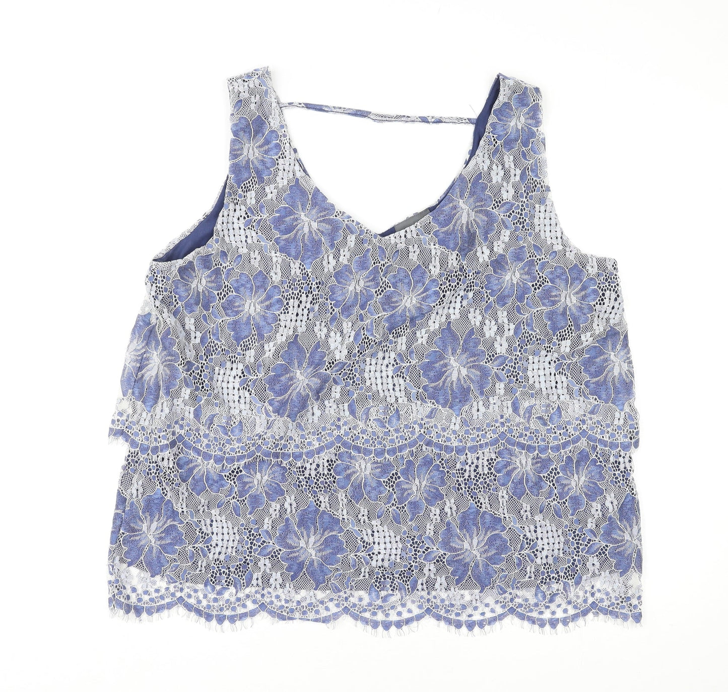 Womens UK Size L Yessica Blue Basic Tank