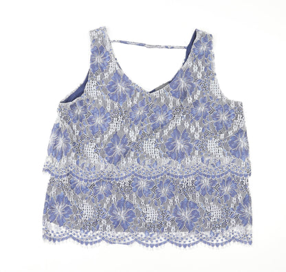 Womens UK Size L Yessica Blue Basic Tank