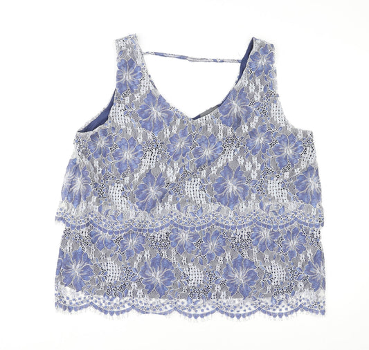 Womens UK Size L Yessica Blue Basic Tank