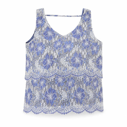 Womens UK Size L Yessica Blue Basic Tank