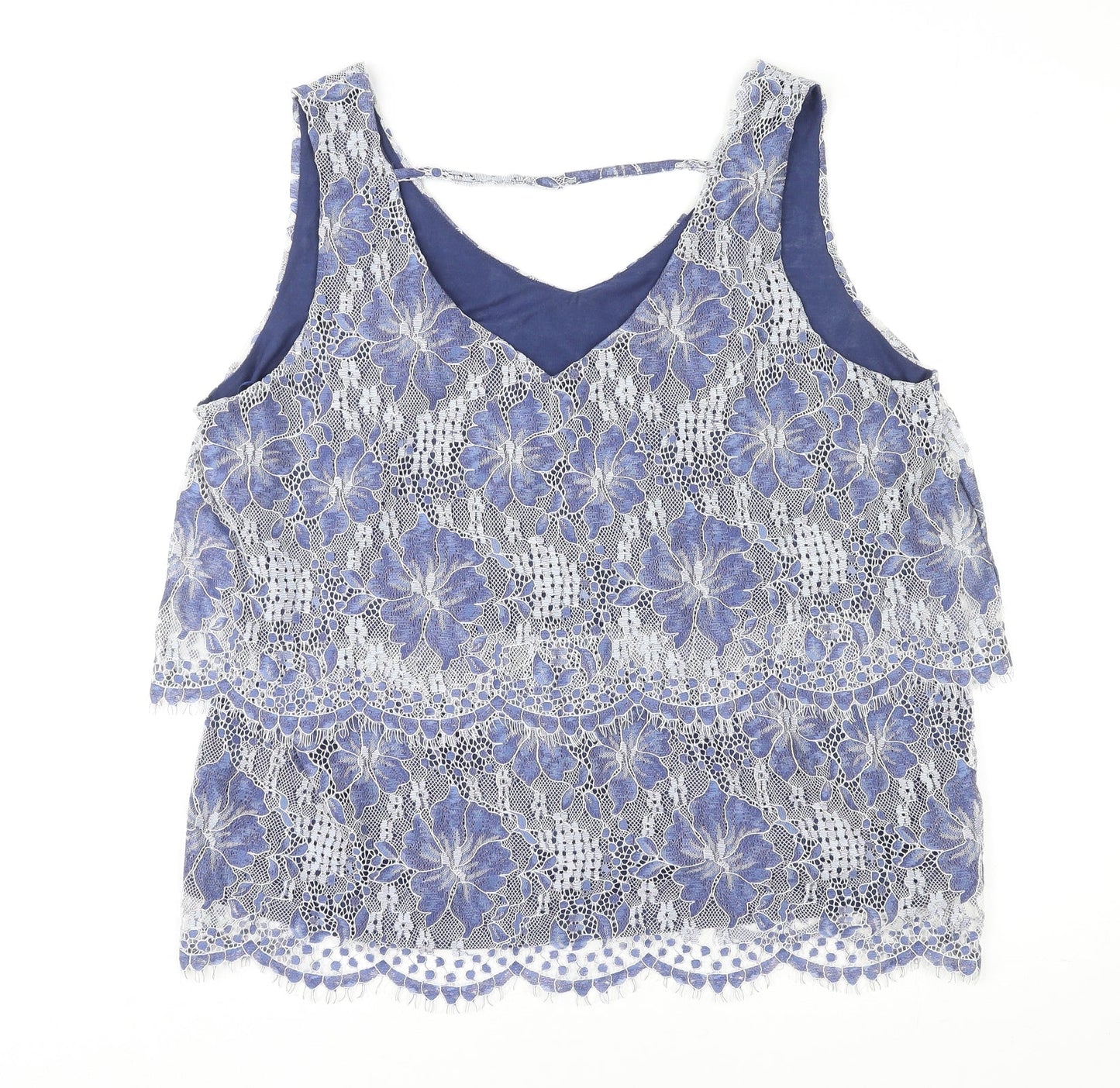 Womens UK Size L Yessica Blue Basic Tank