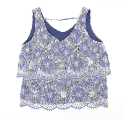 Womens UK Size L Yessica Blue Basic Tank