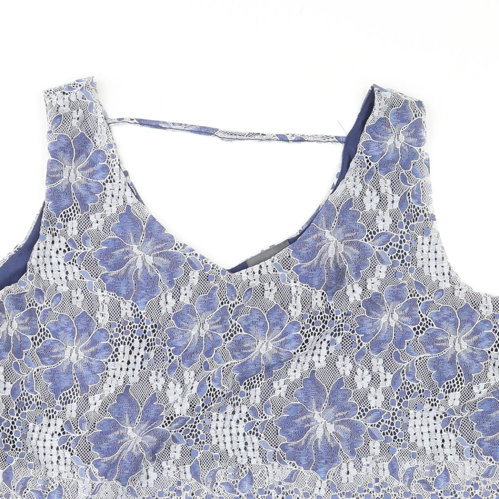 Womens UK Size L Yessica Blue Basic Tank