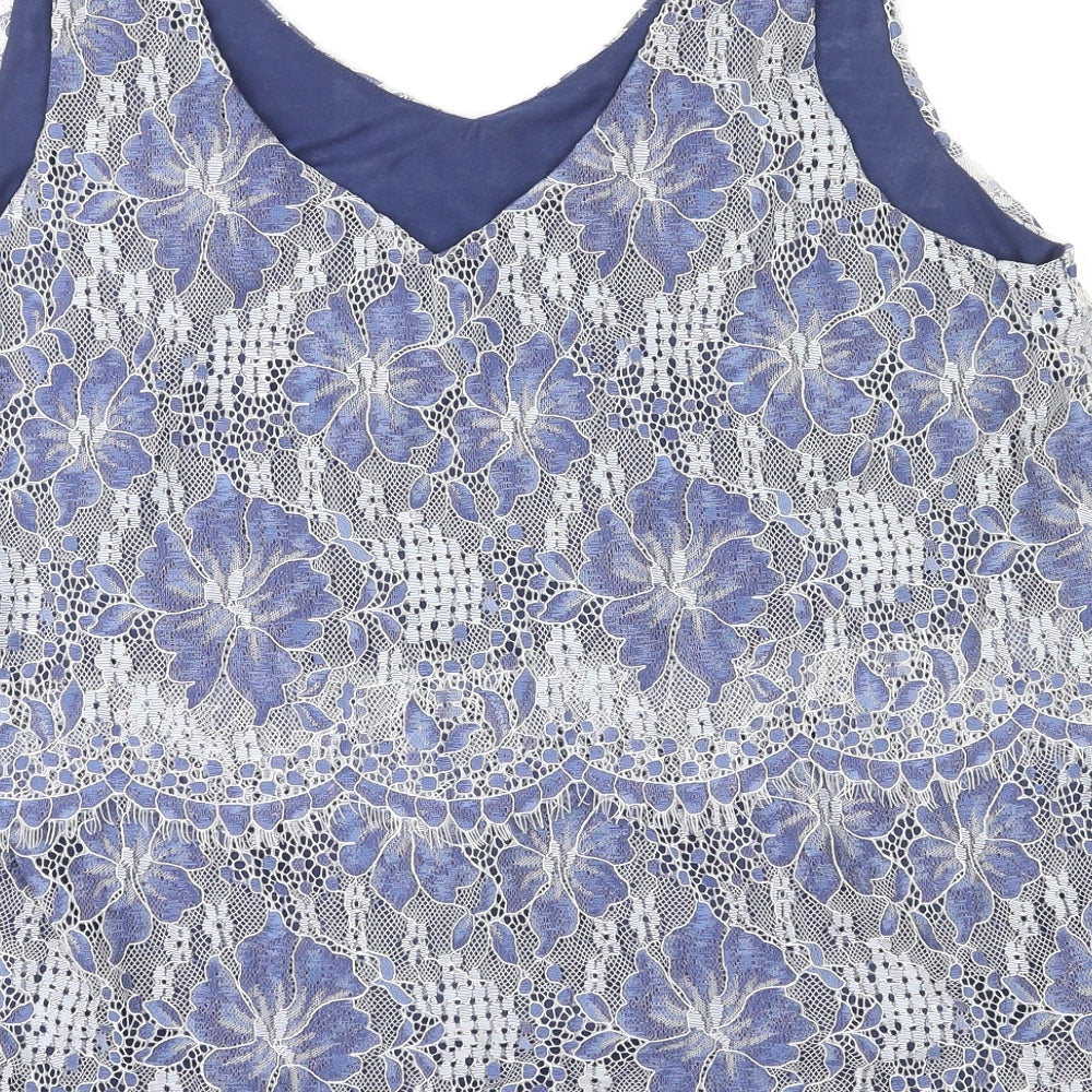 Womens UK Size L Yessica Blue Basic Tank
