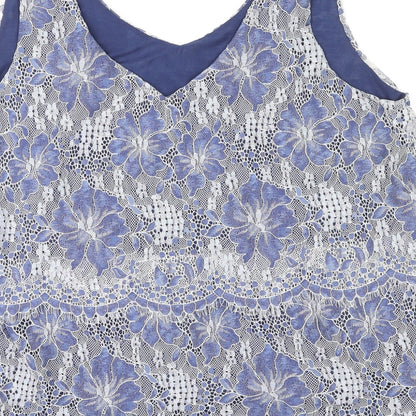 Womens UK Size L Yessica Blue Basic Tank