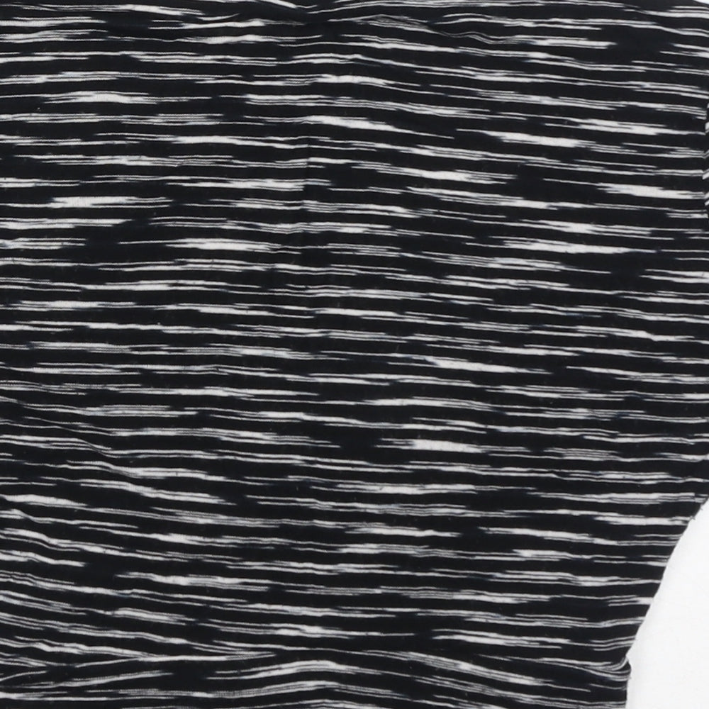 Miss Selfridge Womens Black Striped Viscose Cropped T-Shirt Size 8 V-Neck