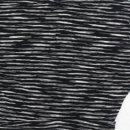 Miss Selfridge Womens Black Striped Viscose Cropped T-Shirt Size 8 V-Neck