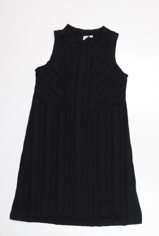 Gap Womens Black Striped Viscose A-Line Size M Crew Neck Pullover