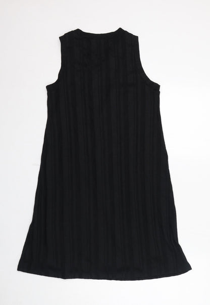 Gap Womens Black Striped Viscose A-Line Size M Crew Neck Pullover