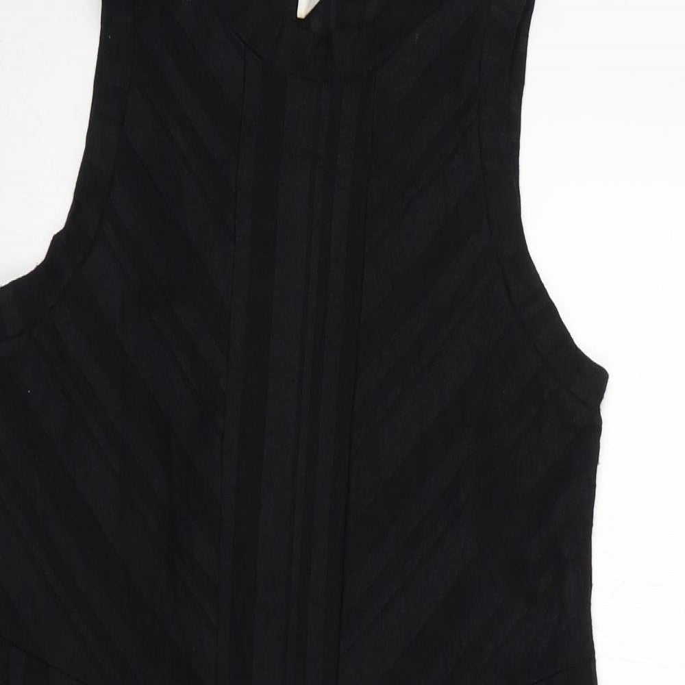 Gap Womens Black Striped Viscose A-Line Size M Crew Neck Pullover