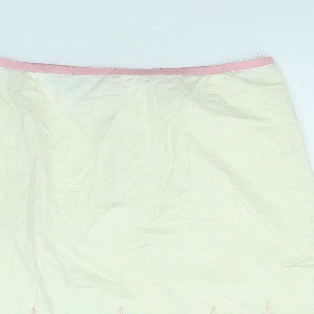 Mix Nouveau Womens Ivory Geometric Cotton A-Line Skirt Size 12 Zip
