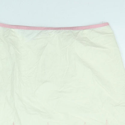 Mix Nouveau Womens Ivory Geometric Cotton A-Line Skirt Size 12 Zip