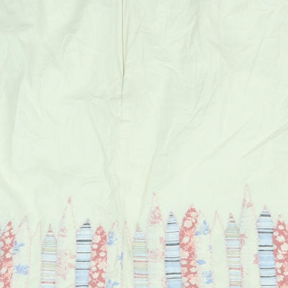 Mix Nouveau Womens Ivory Geometric Cotton A-Line Skirt Size 12 Zip