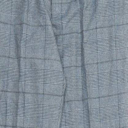 Skopes Mens Blue Check Polyester Trousers Size 38 in L28 in Regular Zip
