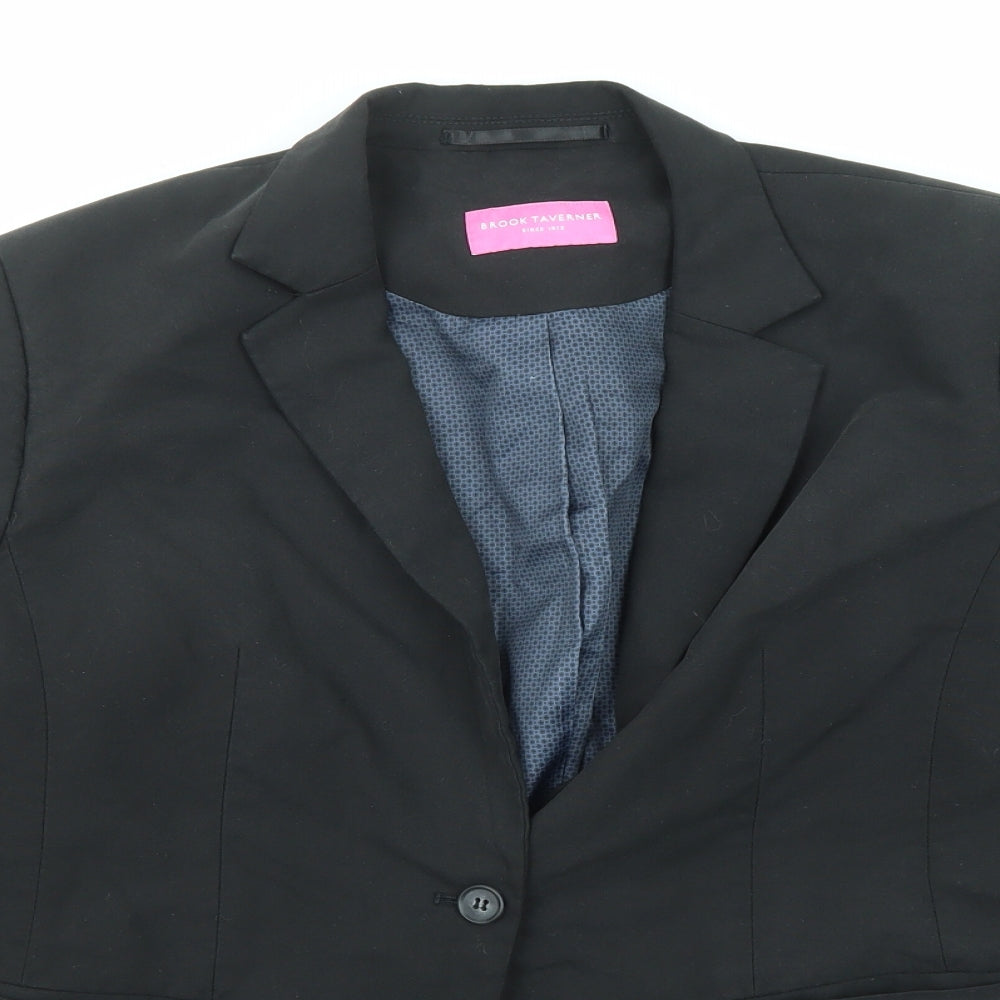 Brook Taverner Womens Black Polyester Jacket Blazer Size 14